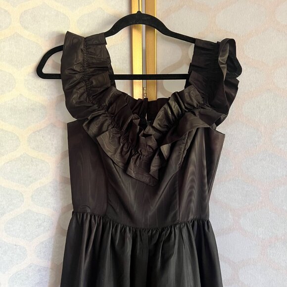 GUNNE SAX By Jessica McClintock Size 9 Black Gothic Ruffle Trim Vintage Dress - Picture 3 of 16